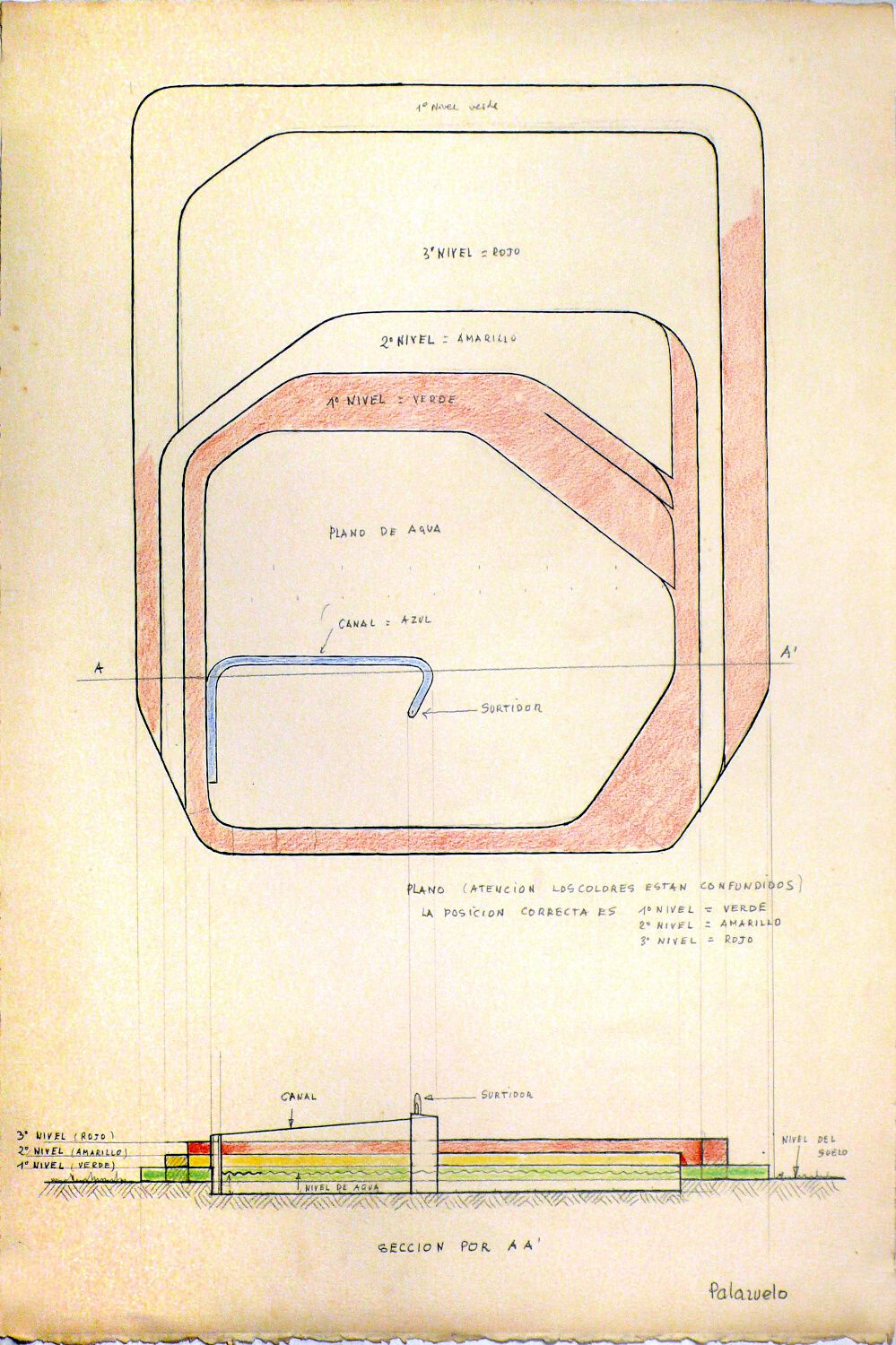 Plano. Sección AA, c. 1977
