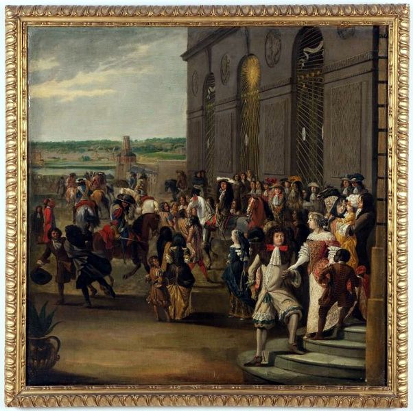 Louis XIV passant cheval devant la grotte de Thtys