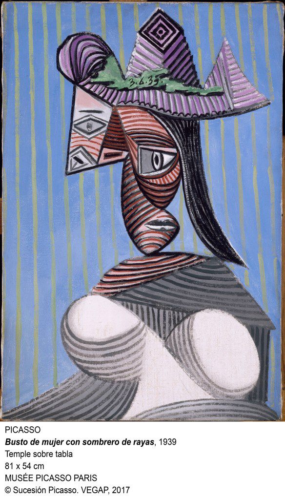Picasso. Busto de mujer con sombrero de rayas