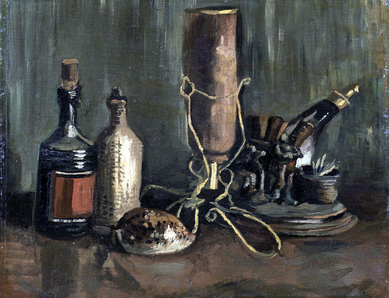 Vincent van Gogh. Bodegón con botellas y una concha de cowrie