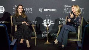 Angelina Jolie luce Salvatore Ferragamo durante la promoción de la película Maléfica 2