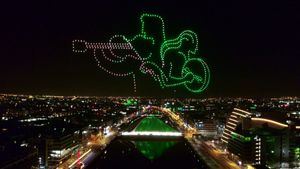 500 drones iluminan el cielo de Dublín para celebrar San Patricio