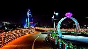 Puente del amor en la ciudad de Nuevo Taipei