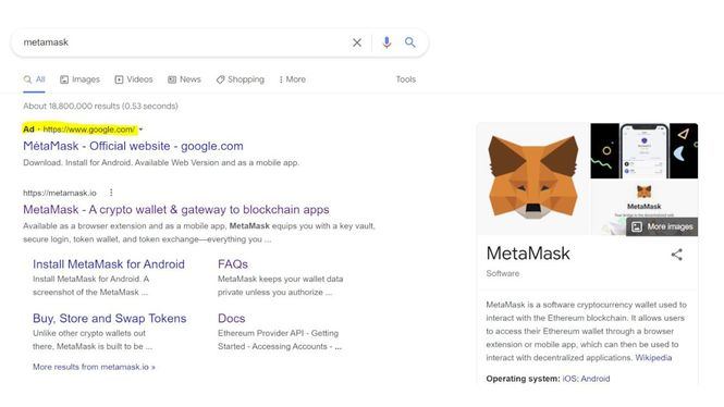 Anuncios en Google sirven para robar más de 500.000 dólares en criptodivisas