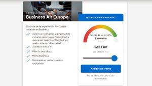 Air Europa pone en marcha un sistema de pujas para disfrutar de su clase Business