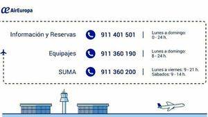 Air Europa suprime los teléfonos de tarificación especial de atención al cliente