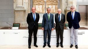 De izquierda a derecha: Ramón Castresana, director de la Fundación Iberdrola España; Fernando García, presidente de la Fundación Iberdrola España; José Pedro Pérez-Llorca, presidente del Real Patronato del Museo del Prado y Miguel Falomir, director del Museo del Prado