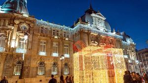 Espectáculo de luz en la fachada del Palacio Consistorial de Cartagena