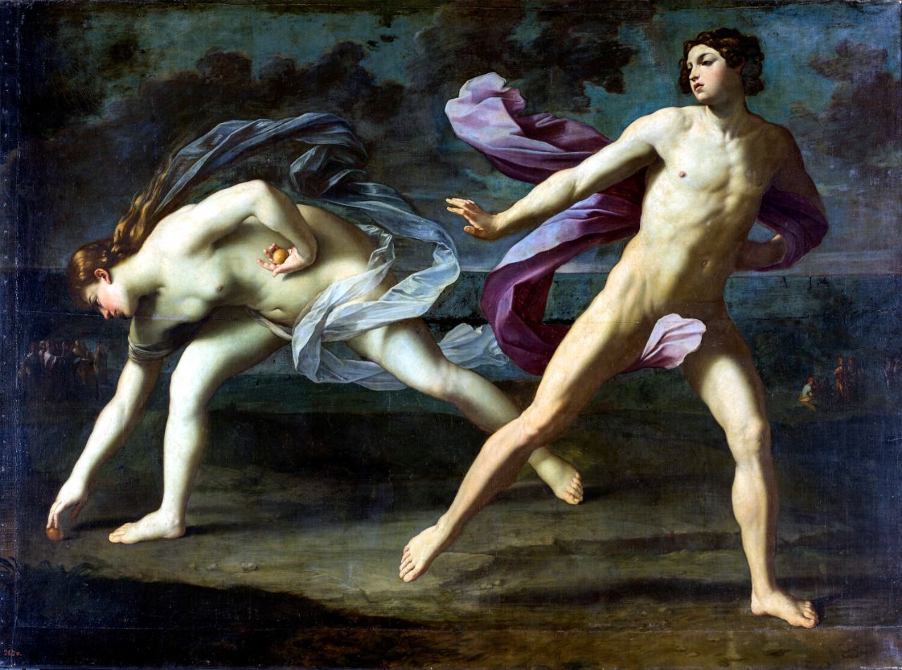 Hipómenes y Atalanta, antes de la restauración