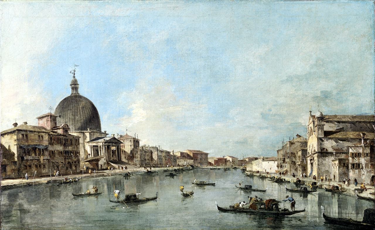 Guardi. El Gran Canal con San Simeone Piccolo y Santa Lucia